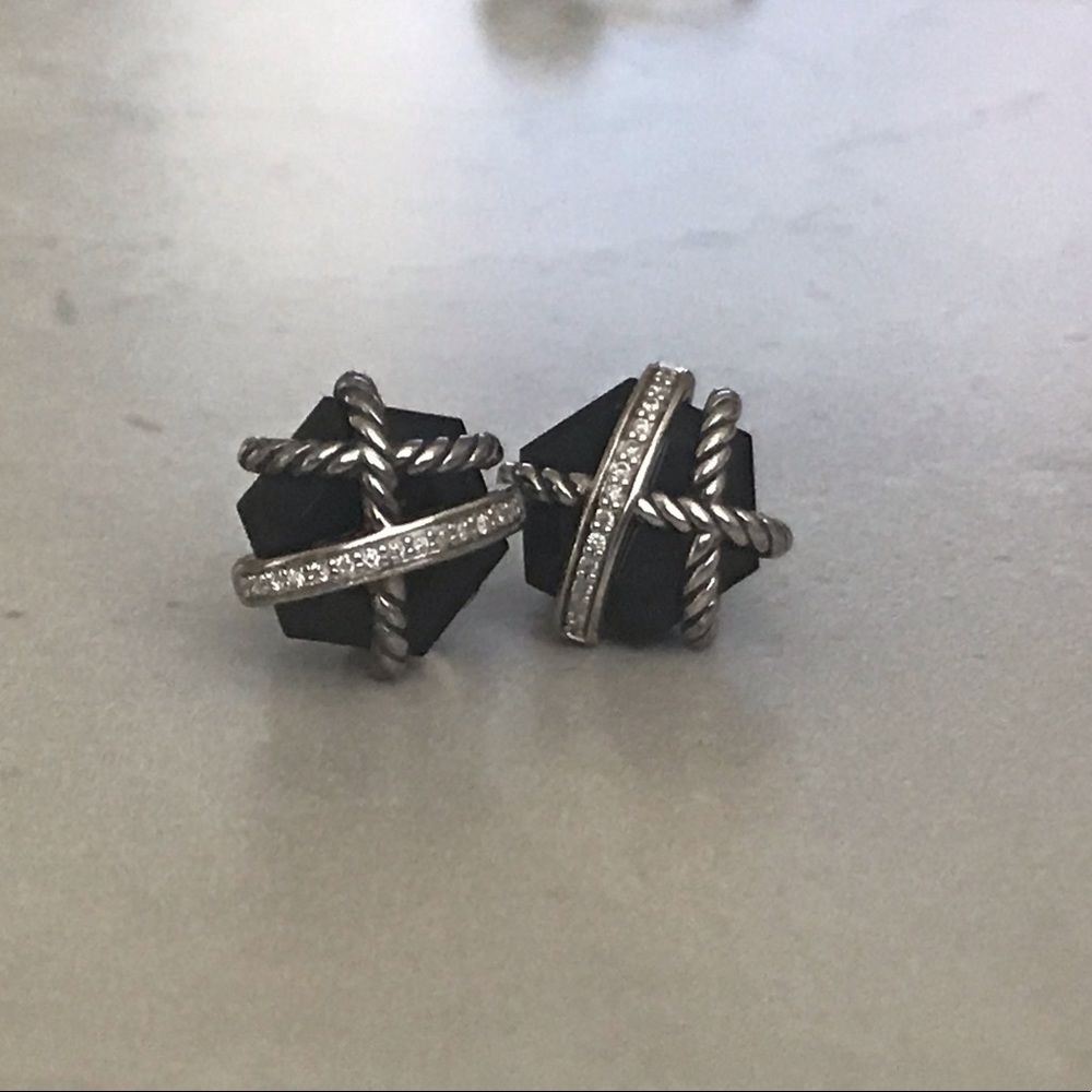 David Yurman Onyx & Diamond Earrings